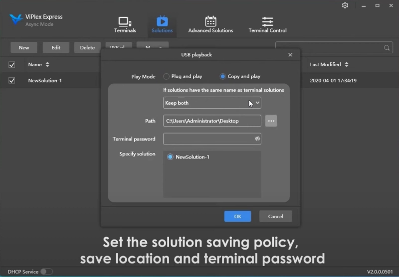 set the solution saving policy
